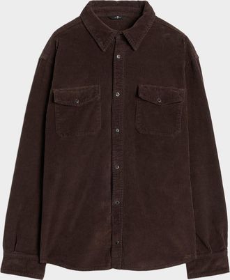 7 For All Mankind Mens Corduroy Oversized Snap-Front Overshirt