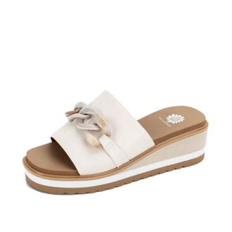 Yellow Box Womens Alora Wedge Slide In Bone