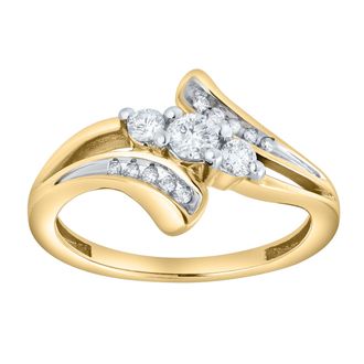 LuvMyJewelry Solynne 0.30 Ct 10K Gold Bypass Diamond Ring