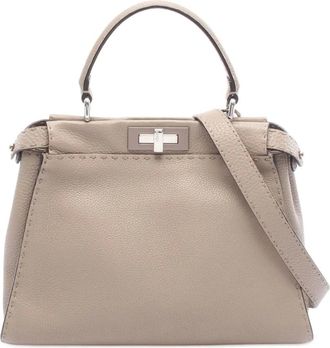 Fendi 2010-2025 Leather Selleria Peekaboo Iconic satchel - Grigio