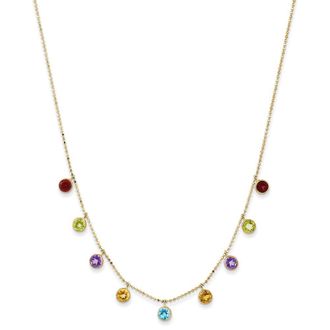Diamond2Deal 14k Yellow Gold Multi-color Gemstone Pendant Necklace 16