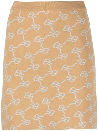 Rokh monogram pattern knitted skirt - women - Viscose/Polyester - S - Neutrals