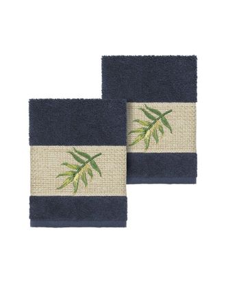 Linum Home Textiles Zoe Turkish Cotton 2Pc Embellished Washcloth Set