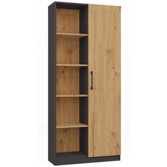 Topeshop Hucoco - Villme - Librer&iacute;a De Dise&ntilde;o Minimalista - 1 Puerta + 10 Estantes - 80x30x182 Cm - Mueble De Almacenaje