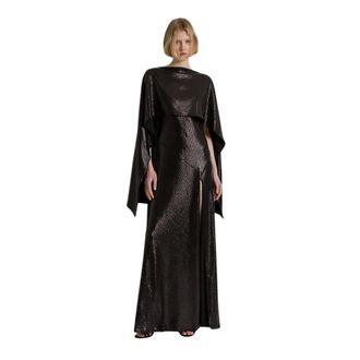 Alberta Ferretti Long sequined dress with side slit - female - Alberta Ferretti - Gowns - Black - XS - Dresses