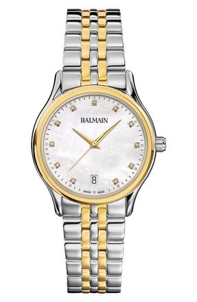 Balmain Beleganza Diamond Bracelet Watch, 32mm in Stainless Steel/yellow Gold at Nordstrom