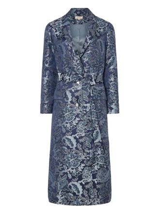 Temperley London Francis floral-brocade belted coat - women - Viscose/Polyester - 8 - Blue