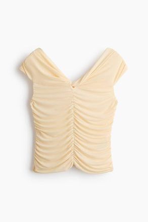 H&M Gathered Off-the Shoulder Top in Yellow at Nordstrom, Size X-Small