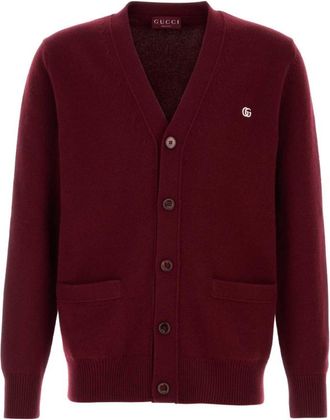 Gucci Maroon V Neck Cardigans