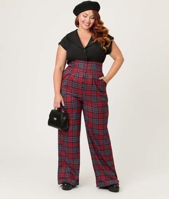 Unique Vintage Plus Size High Waist Trouser in Red at Nordstrom, Size 2X