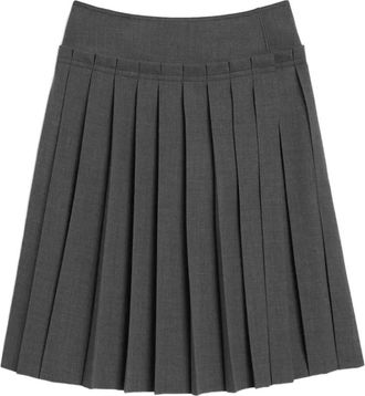 Ami Falda midi plisada de lana - Skirts - Mujer - Gris - S