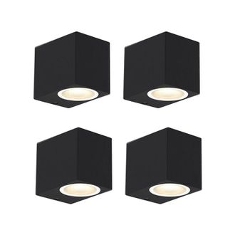 QAZQA Set of 4 Modern Wall Light Black IP44 - Baleno
