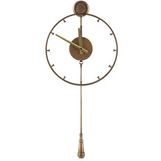 Beliani Reloj De Pared Redondo Dorado Marco De Hierro Sin N&uacute;meros 61 Cm Dise&ntilde;o Cl&aacute;sico Emmen