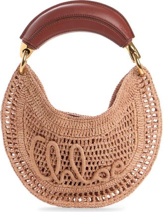 Chlo&eacute; Summer Banana Raffia Handheld Bag in Summery Beige at Nordstrom