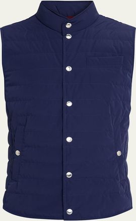 Brunello Cucinelli Mens Quilted Nylon Snap-Front Vest