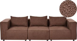 Beliani Sof&aacute; Modular Moderno De Boucl&eacute; De 3 Plazas Con Dos Piezas Esquineras Modulares Marr&oacute;n Axebo