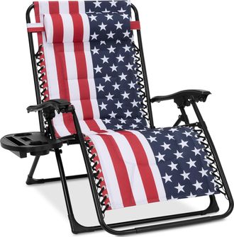 Best Choice Products Oversized Padded Zero Gravity Chair, Folding Outdoor Patio Recliner w/ Side Tray
