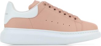 Alexander McQueen Pink Leather Sneakers With Light White Leather Heel
