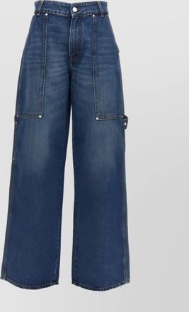 Stella McCartney stonewashed wide-leg denim jeans with patch pockets