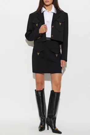 Versace Wool Skirt With Pockets, Womens, Black