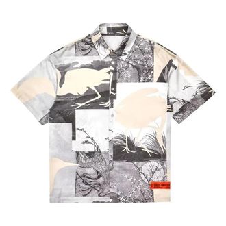 Heron Preston Cut Out Bowling Shirt Grey HMGA027S21FAB0021001