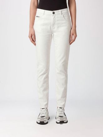 Philipp Plein Jeans skinny cropped a vita alta in denim stretch con logo Hexagon