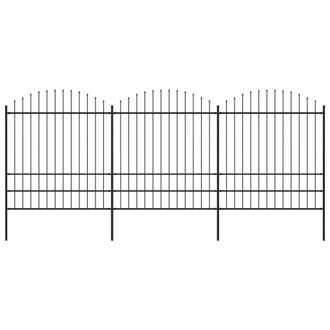 Berkfield Home Garden Fence with Spear Top Steel (1.75-2)x5.1 m Black