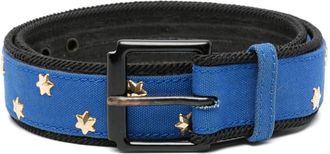 Saint Laurent 1980s star-studded belt - women - Leather/Fabric - 65 - Blue