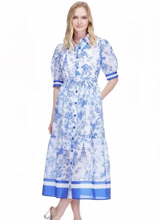 Jade Yoga Tiered Midi Shirt Dress In Oriental Bloom