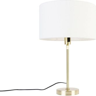 QAZQA Gold Table Lamp Adjustable with White Lampshade 35 cm - Parte