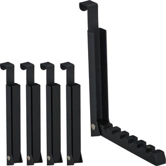 Relaxdays Relaxdays - Folding Hook, 2x Set, Hang on Doors, Holds up to 6 Coat Hangers, Metal & Wood, for 2 cm Door Thickness, Black
