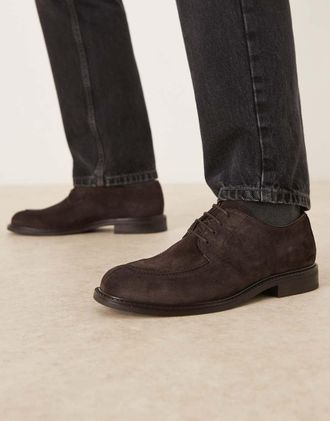 Mango Scarpe brogue in 100% camoscio color cioccolato-Marrone