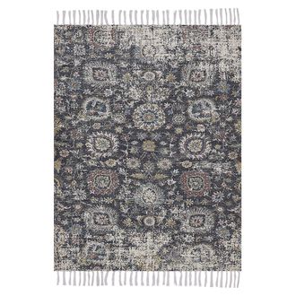 Beliani Alfombra De Poli&eacute;ster Multicolor Algod&oacute;n 140 X 200 Cm Borlas Envejecido Oriental Sala De Estar Dormitorio Armutalan
