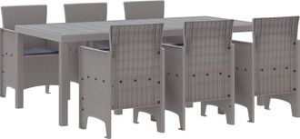 vidaXL Conjunto de Comedor de Jardín 7 pcs Gris Claro Ratan Polt vidaXL