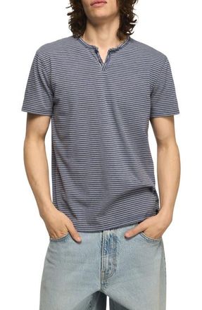 Lucky Brand Stripe Venice Burnout Henley in Blue Multi at Nordstrom, Size X-Large
