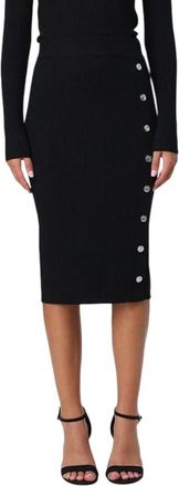 Pinko Ribgebreide Rok - Dames - Kokerrokken - Zwart - XS - Wol - Rokken