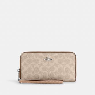 Coach Long Zip Around Wallet With Detachable Card Case In Signature Canvas