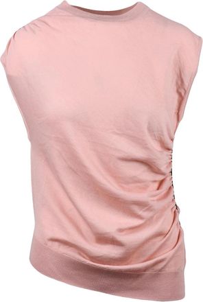 Liviana Conti Sleeveless Pink Wool Top With Subtle Ruching