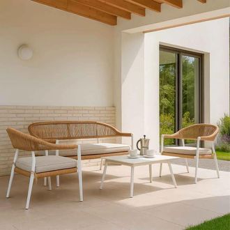 Wanderlust Deco Conjunto de mesa, sof&aacute; y 2 sillones