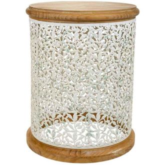 Wanderlust Deco Wanderlust Deco - Mesa De Centro De Madera Y Metal Blanca 43.5x43.5x55