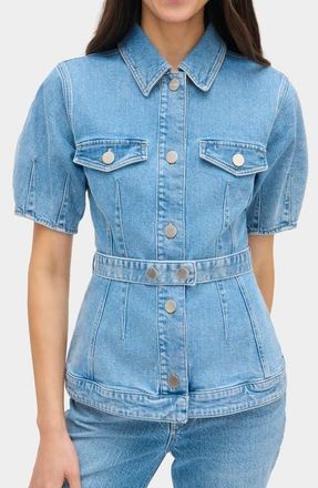 Aligne Jette Stretch Organic Cotton Denim Shirt in New Lightwash at Nordstrom, Size 10