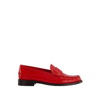 Ferragamo Red Logo Moccasin Leather Shoes