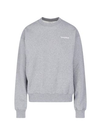 Sporty & Rich Grey Ribbed Neckline Cotton-Blend Sweatshirt