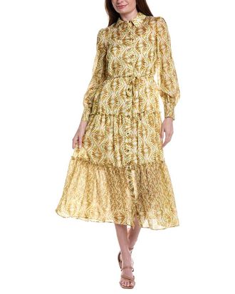 Julia Jordan Printed Baja Linen-Blend Midi Dress