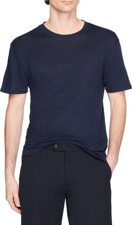 Sandro Certified linen T-shirt in Marine at Nordstrom, Size Xx-Large