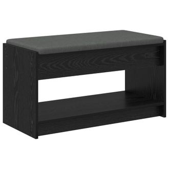 vidaXL Banco De Entrada Con Coj&iacute;n Roble Negro 83 X 38 X 45 Cm Vidaxl