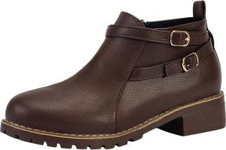 Generic Stylish Autumn Winter Women Ankle Boots with Solid Side Zipper Buckle Design and Non Slip Thick Sole for Casual Everyday Wear (Brown, 6.5)