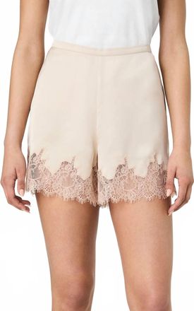 French Connection Ennis Satin Lace Pull On Shorts In Champagne