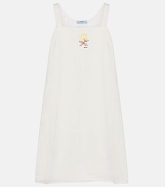 Prada Embroidered linen minidress