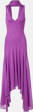 De La Vali Mystica asymmetric georgette midi dress